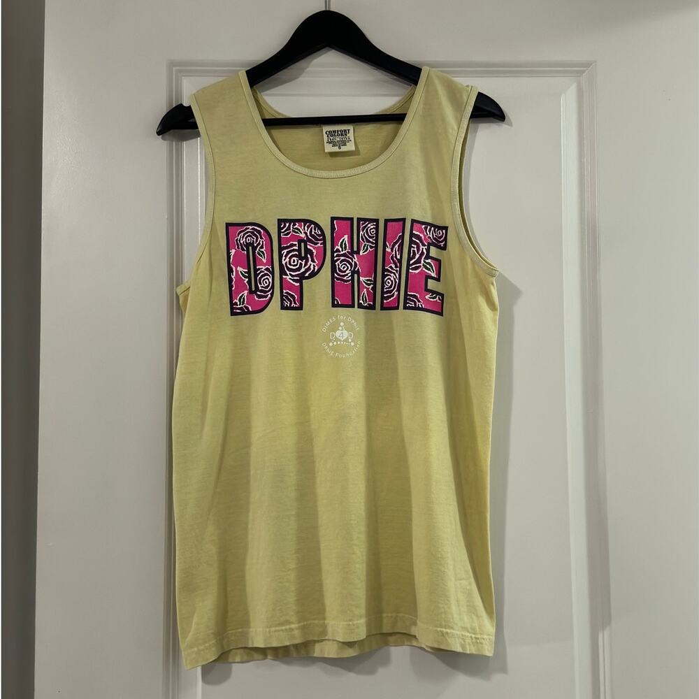 Delta Phi Epsilon Sorority Yellow Sleeveless Top